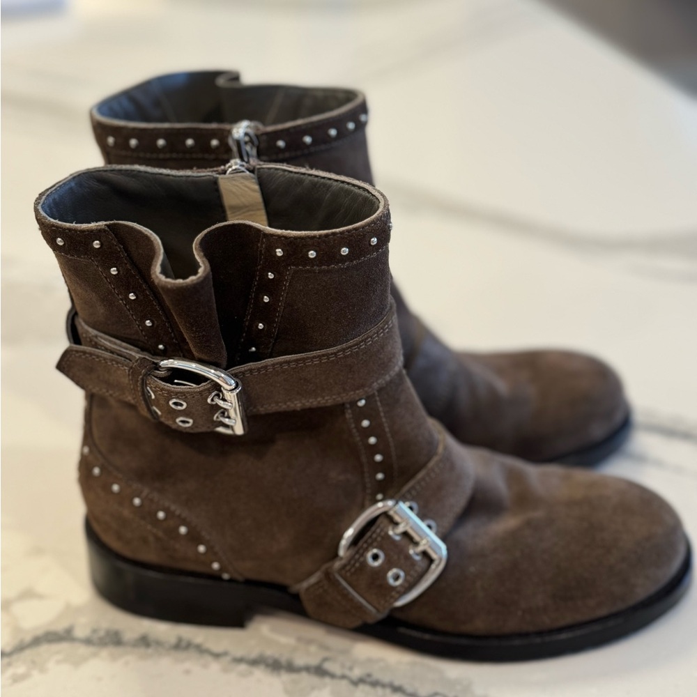 Jimmy Choo Studded Suede Flat Booties
